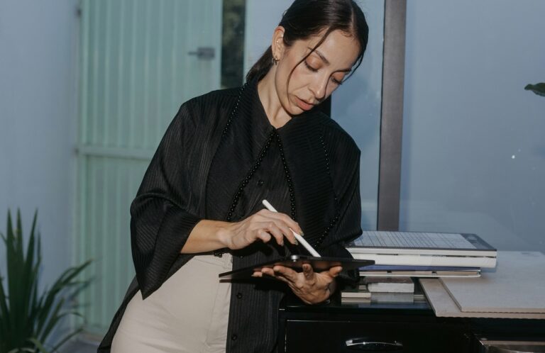 Woman in a serviced office